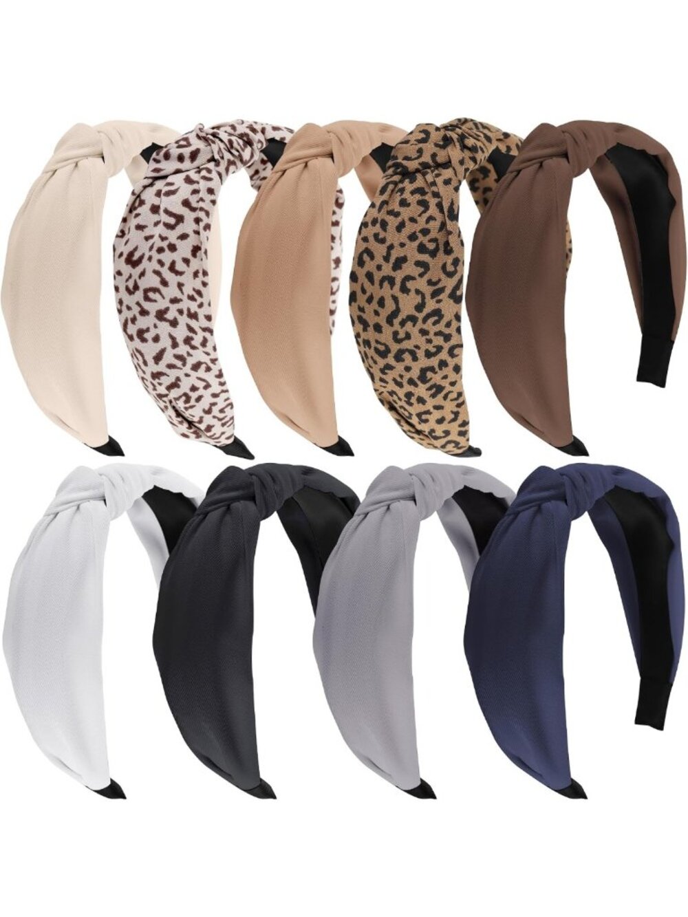 Trendy 9-Pack Knotted Headbands for Women - Leopard Print Hair Accessories